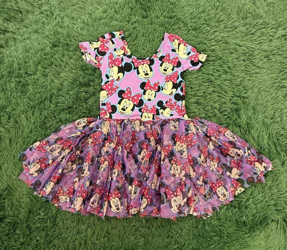 Wild Rich Kids Girls Minnie Mouse Dress Purple Tulle Skirt Size 11/12 Disney